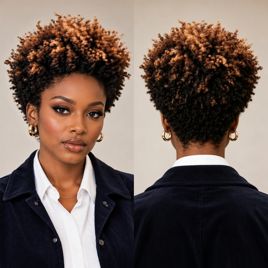 #27#30#1B Curly Afro Style Easy ON&OFF Full Cap Wig