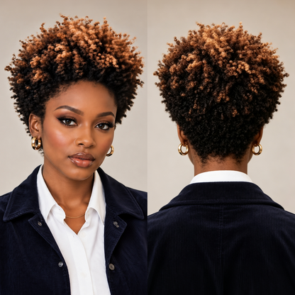 #27#30#1B Curly Afro Style Easy ON&OFF Full Cap Wig