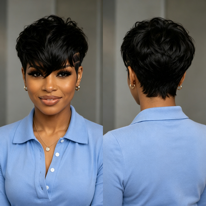Fashion Natural Style Edges Full Lace Wig 100% Human Hair