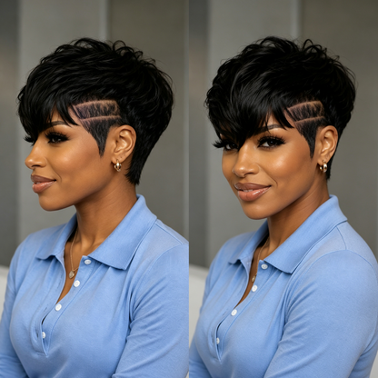 Fashion Natural Style Edges Full Lace Wig 100% Human Hair