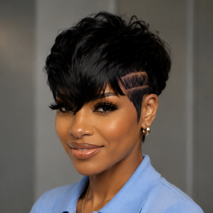 Fashion Natural Style Edges Full Lace Wig 100% Human Hair