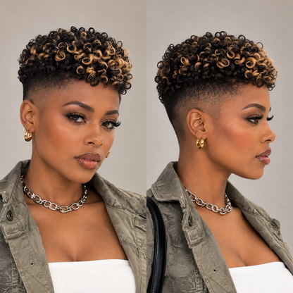 Highlight Honey Brown Small Finger Wave Style No Lace Topper Unit