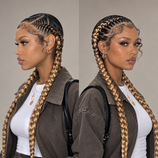 1B #27 Braid Full Lace PonyTail Wig 100% Human Hair