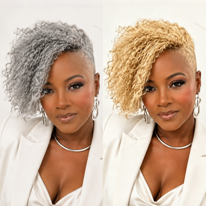Side Part Kinky Curls Easy On&Off Topper