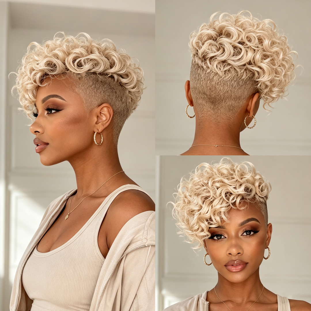 Summer #613 Color Side Part Finger Wave Machine Made Topper