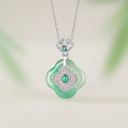 Mountain Mist African Jade Lucky Clover Necklace