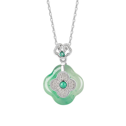 Mountain Mist African Jade Lucky Clover Necklace