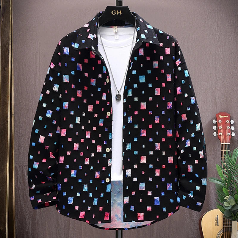 Color block holes coat