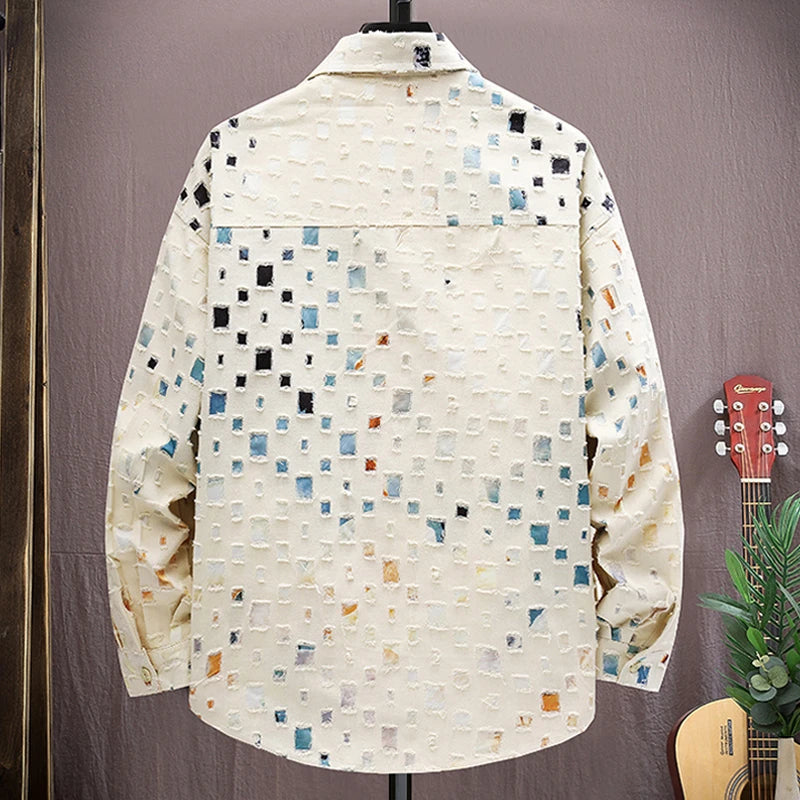 Color block holes coat