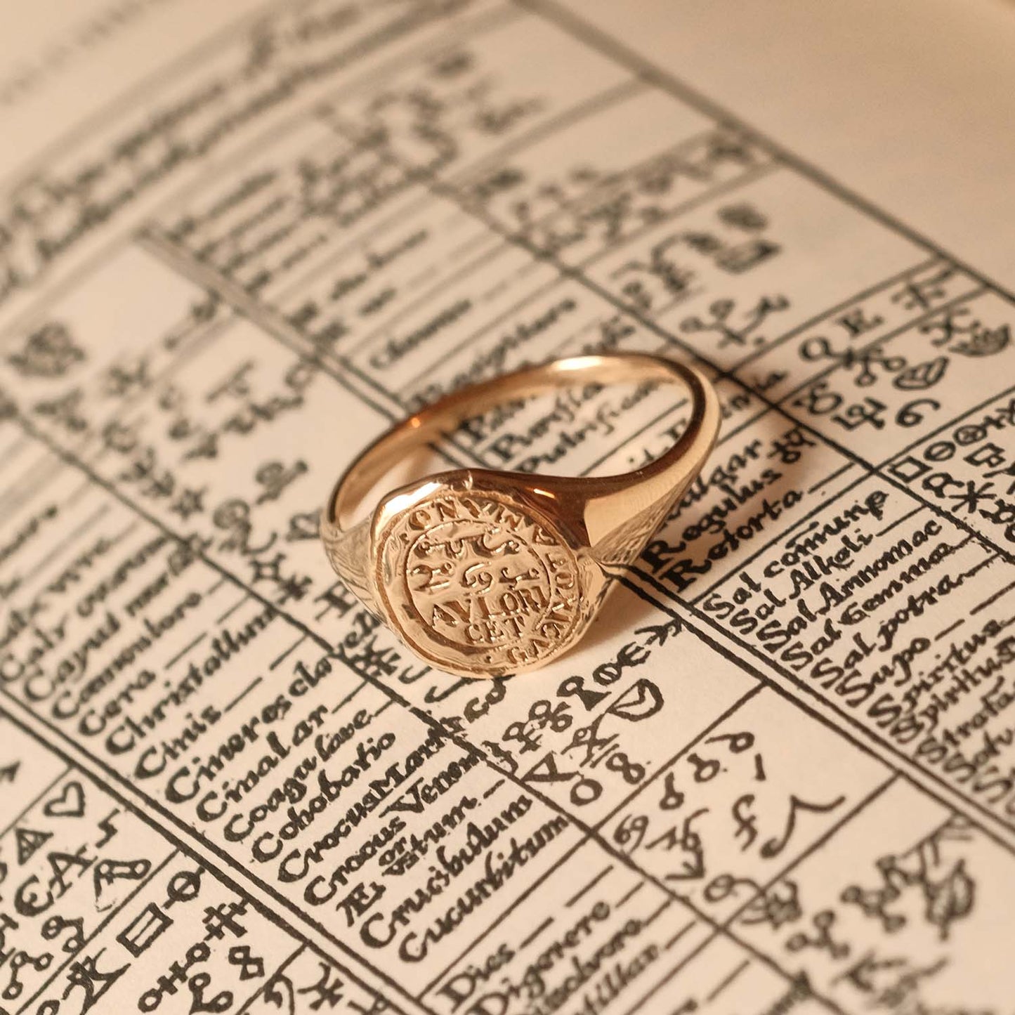 Cancer Alchemical Zodiac Signet Ring