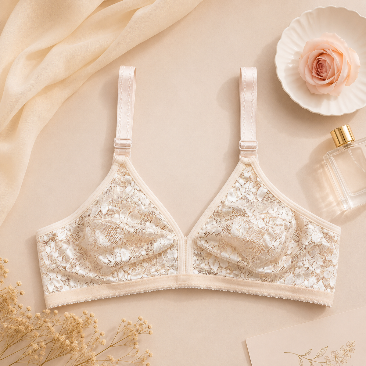 Net Lace Summer Bralette Collection – Non Padded Soft & Breathable Comfort Wear