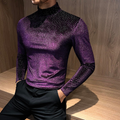 Starlight high-neck textured reflective long-sleeved top