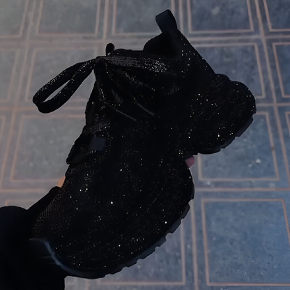 Platform rhinestone shimmering street style sneakers