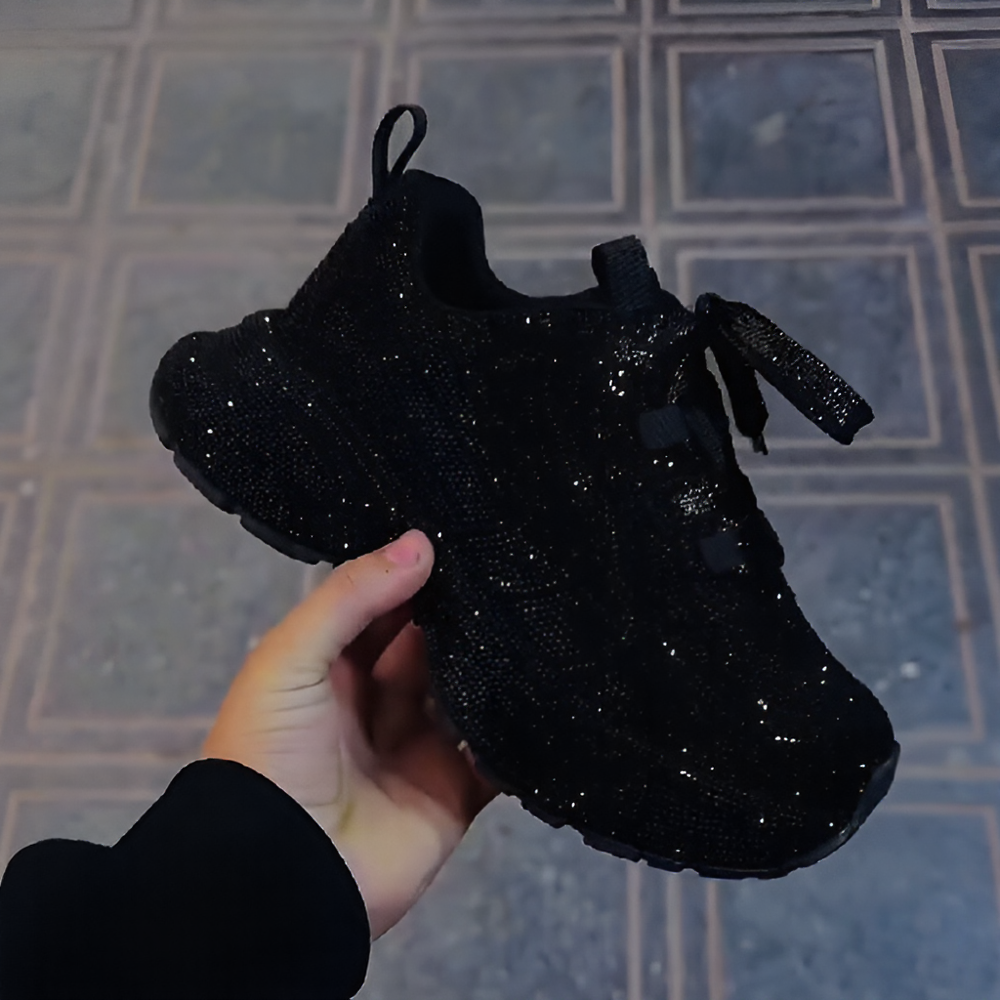 Platform rhinestone shimmering street style sneakers