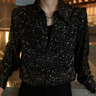 All-Over Star Glitter Rhinestone Long Sleeve Shirt