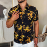 Floral Cluster Star Glitter Print Short Sleeve Shirt