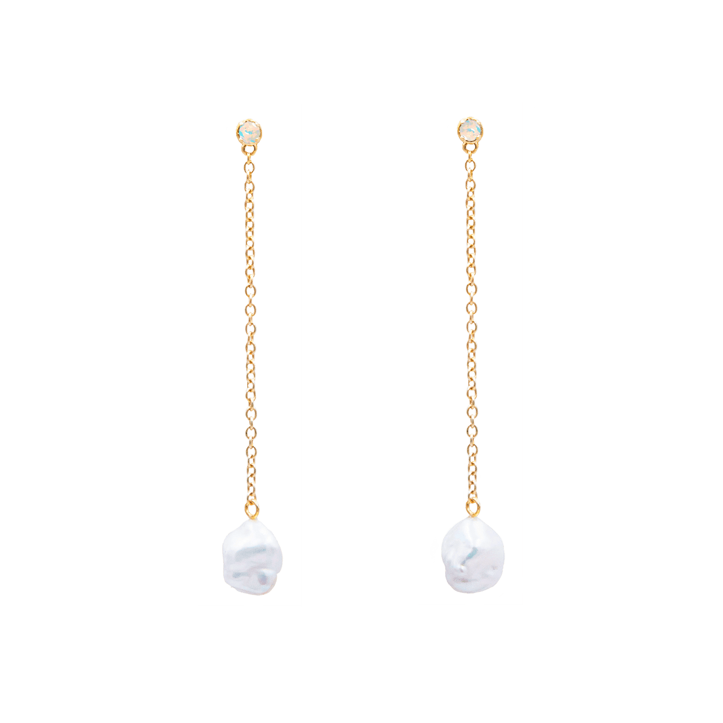 Floating Pearl and Opal Drop Earrings