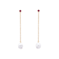 Floating Pearl and Ruby Drop Earrings