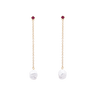 Floating Pearl and Ruby Drop Earrings