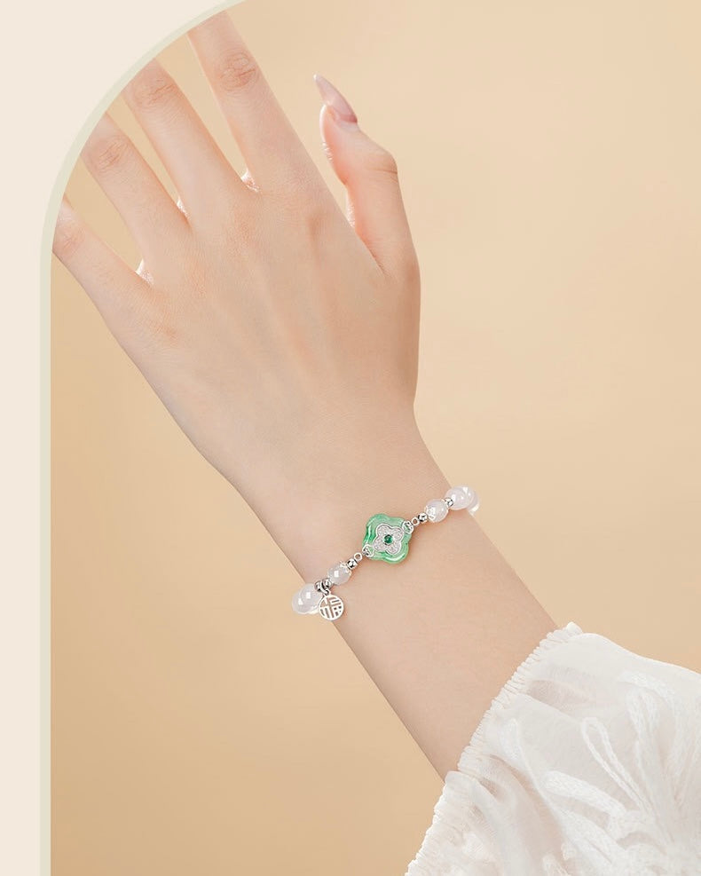 Mountain Mist African Jade Lucky Clover Necklace