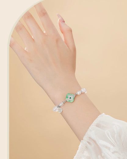 Mountain Mist African Jade Lucky Clover Necklace