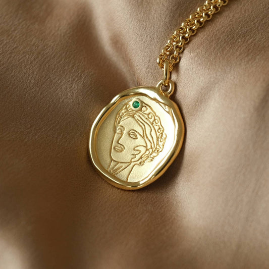 Gaia Goddess of Motherhood Necklace with Emerald
