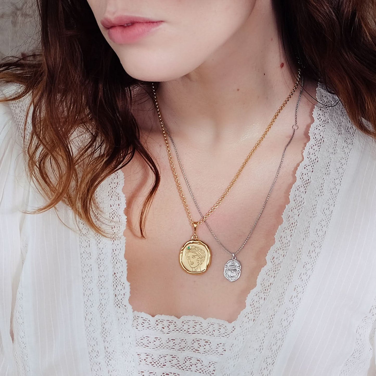 Gaia Goddess of Motherhood Necklace with Emerald