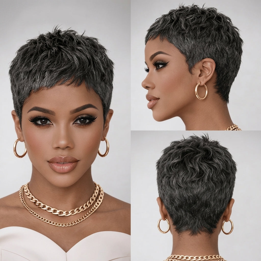 Salt And Pepper Pixie Wig