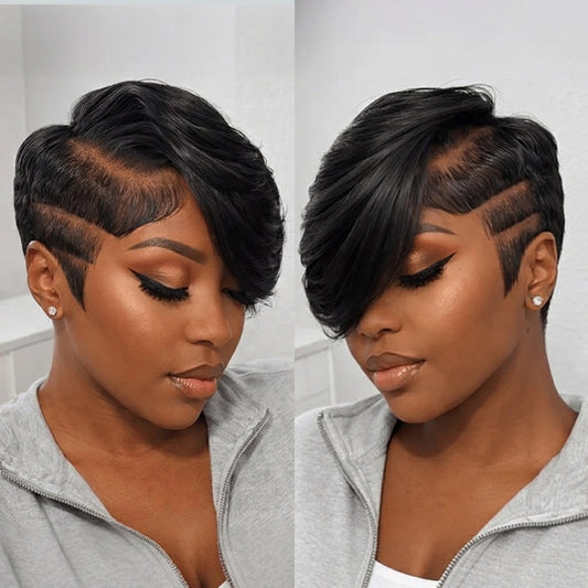 Natrual Black Short Fashion Lace Wig