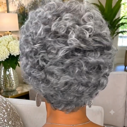Salt & Pepper Short Curly Pixie Wig