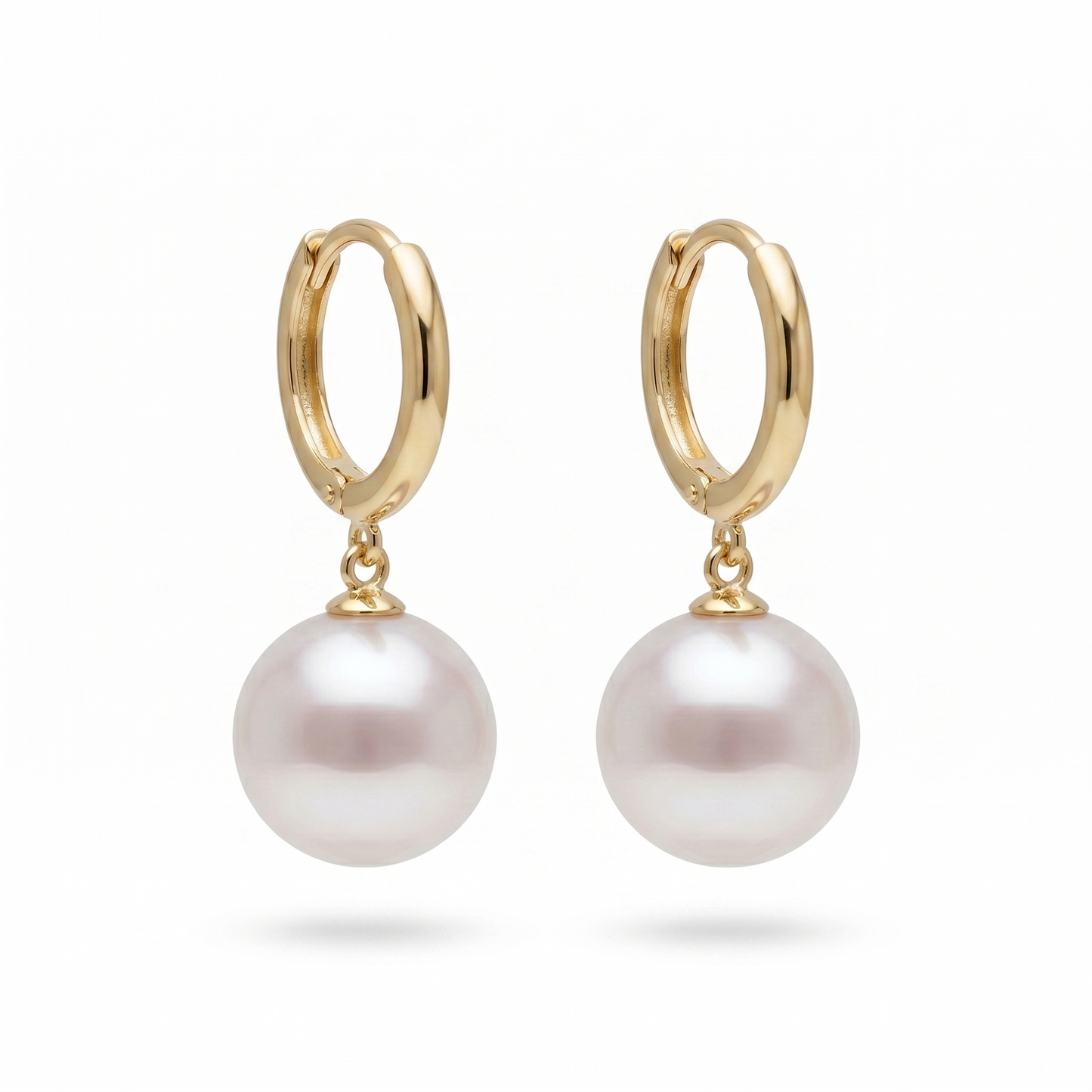 18K Gold Japanese Akoya Pearl Hoop Earrings