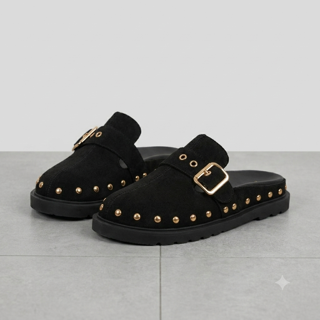 SUEDE TROP DETAIL FLAT SOLE WOMEN'S SLIPPERS
