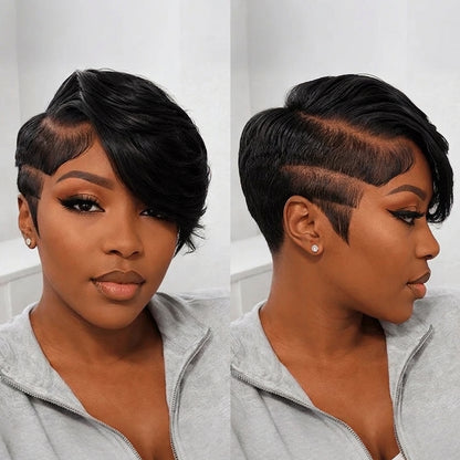 Natrual Black Short Fashion Lace Wig