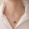 Genuine 10-10.5mm Tahitian Black Pearl Necklace, 18K White Gold Luxury Pendant – Certified Fine Jewelry