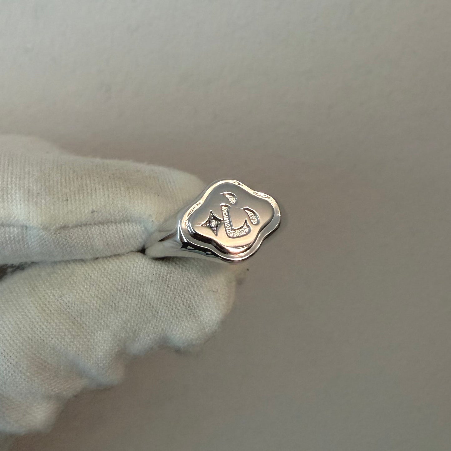 IMPERFECT: Shining Heart Signet Ring Size 8 Silver