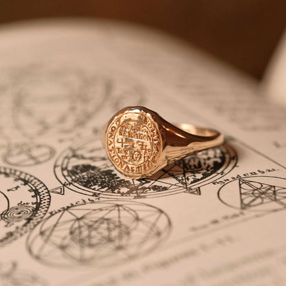 Leo Alchemical Zodiac Signet Ring
