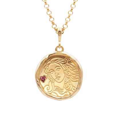 Aphrodite Goddess of Love Necklace with Garnet