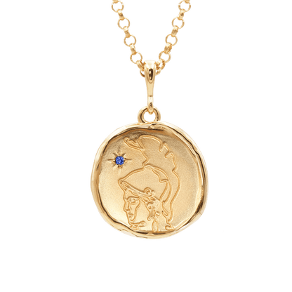 Athena Goddess of Courage Necklace with Sapphire