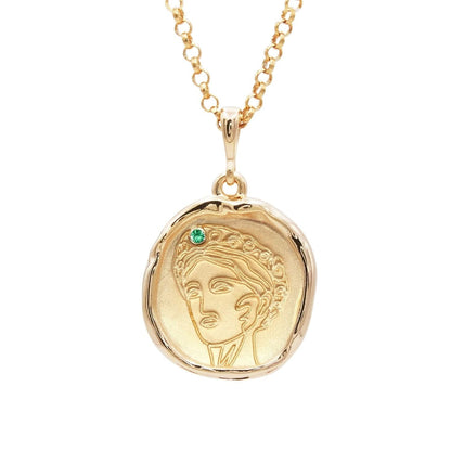 Gaia Goddess of Motherhood Necklace with Emerald