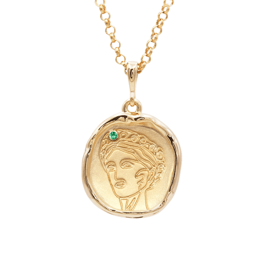 Gaia Goddess of Motherhood Necklace with Emerald