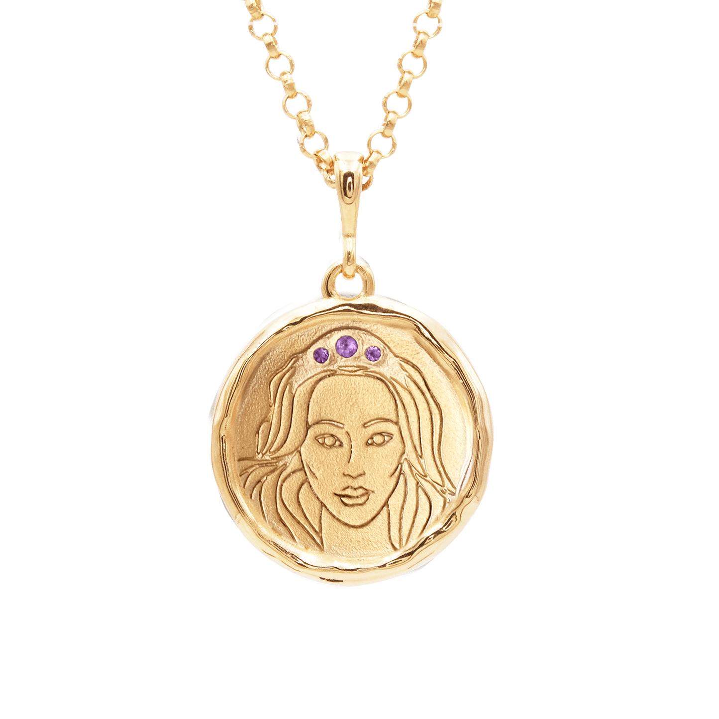 Hecate Goddess of Magic Triple Amethyst Medallion Necklace