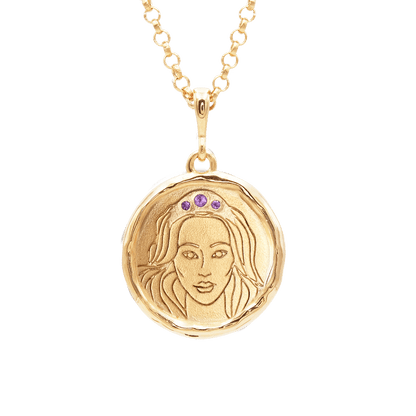 Hecate Goddess of Magic Triple Amethyst Medallion Necklace