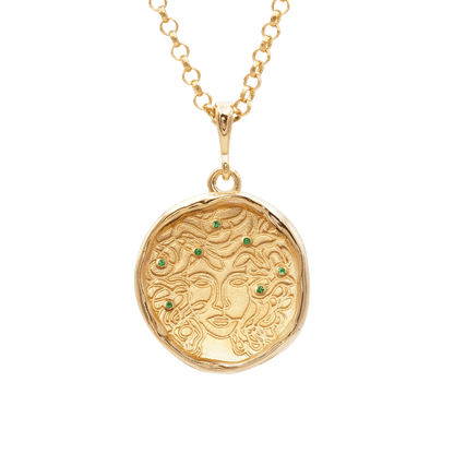 Medusa 7 Emerald Medallion Necklace