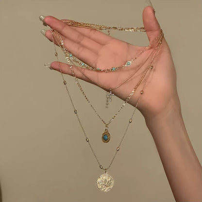 Layered Cut-out Cross Collarbone Necklace
