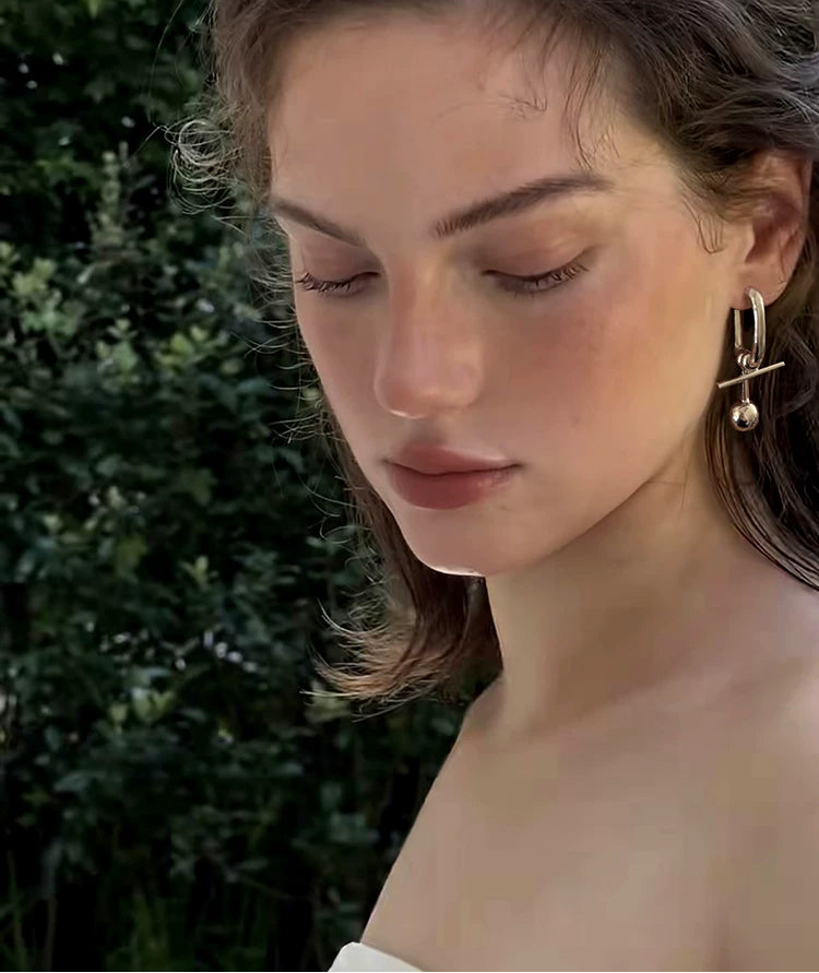 Vintage pearl and silver ball drop earrings