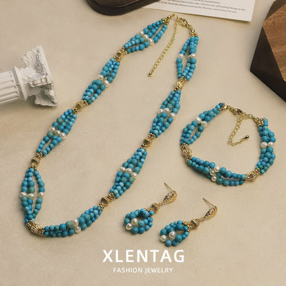 Original Design Natural Turquoise Three-Piece Set