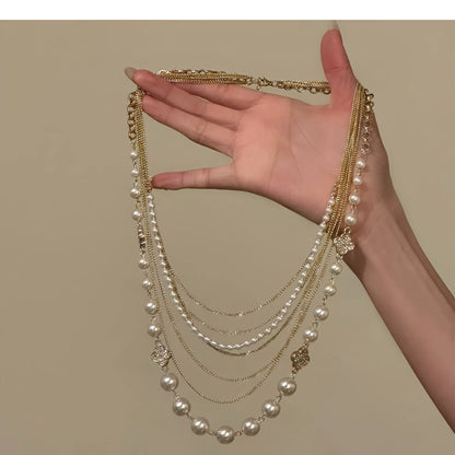 French vintage multi-layered pearl necklace