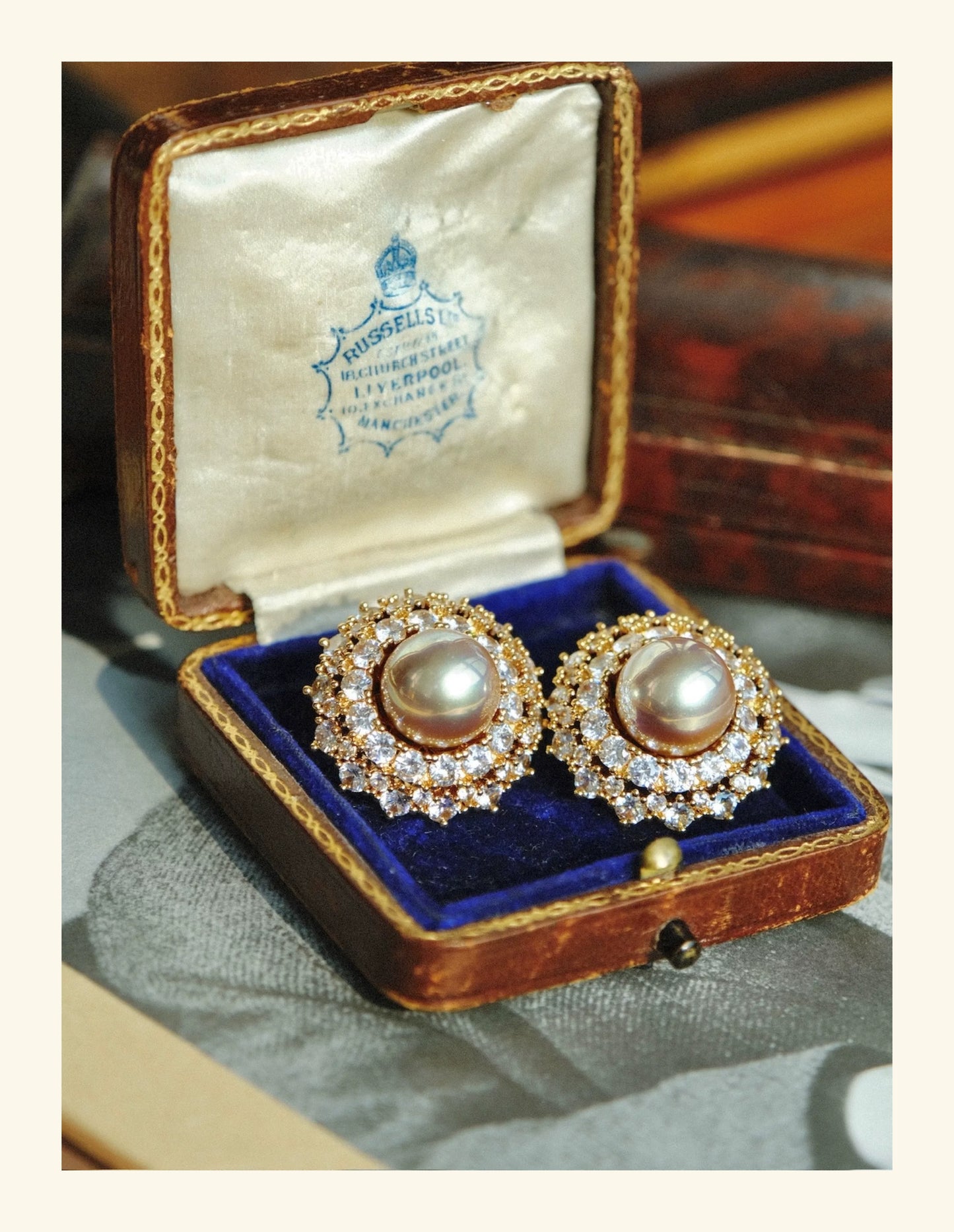 Creamy Golden Mabe Pearl Royal-Style Earrings
