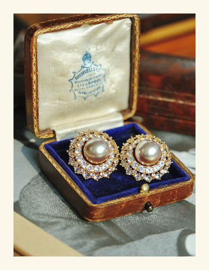 Creamy Golden Mabe Pearl Royal-Style Earrings