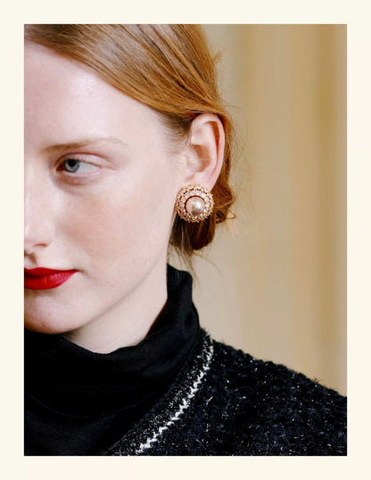Creamy Golden Mabe Pearl Royal-Style Earrings